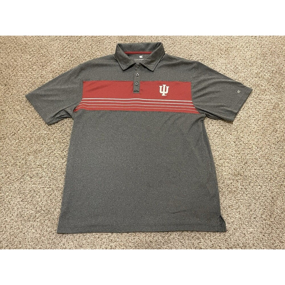 Colosseum Men’s M Polo Shirt Indiana University Gray Short Sleeve